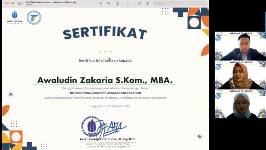 Webinar FTI UMBY Bahas International Project Manager Preparation